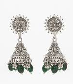 oxidized silver jhumka earrings with beads
