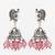 oxidized silver peacock jhumka earrings with pink crystal beads
