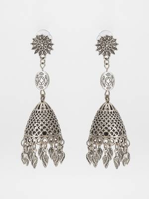 oxidized silver jhumka earrings 1