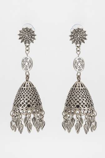 oxidized silver jhumka earrings