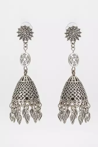 oxidized silver jhumka earrings