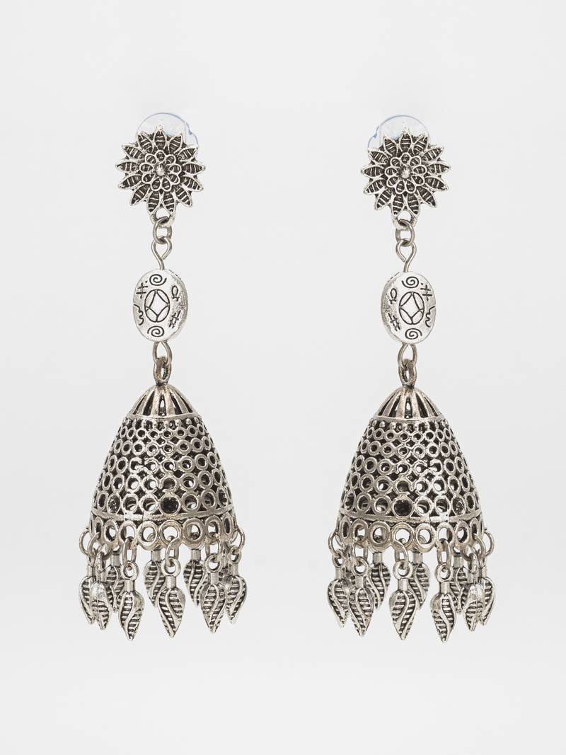oxidized silver jhumka earrings