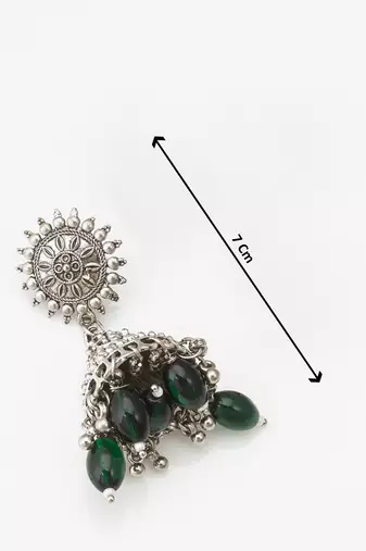 oxidized silver jhumka earrings with beads