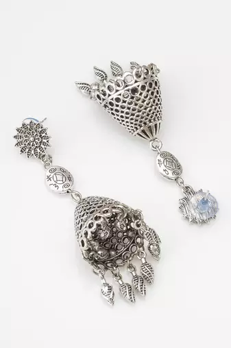 oxidized silver jhumka earrings