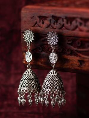 oxidized silver jhumka earrings 4