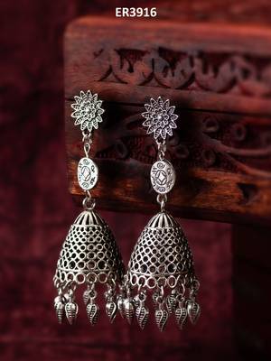 oxidized silver jhumka earrings 5