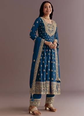 New stylish heavy embroidery sequence work kurta set 1