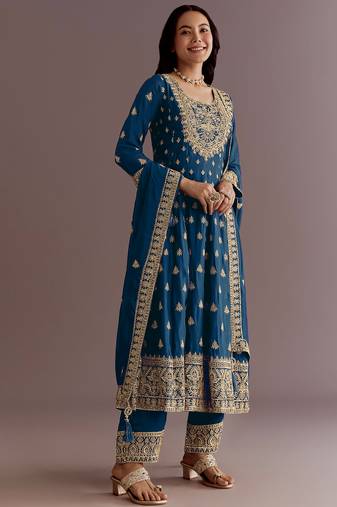 New stylish heavy embroidery sequence work kurta set