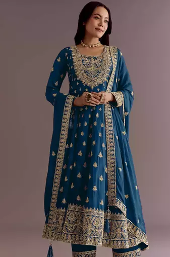 New stylish heavy embroidery sequence work kurta set