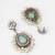 oxidized silver earrings with mint stone and pearl cluster