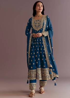 New stylish heavy embroidery sequence work kurta set 4
