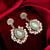 oxidized silver earrings with mint stone and pearl cluster