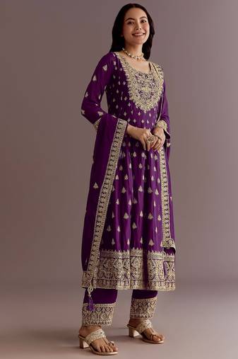 New stylish heavy embroidery sequence work kurta set