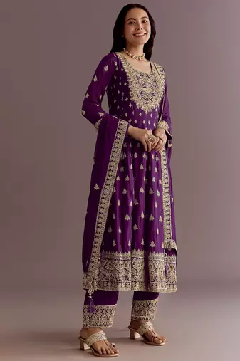 New stylish heavy embroidery sequence work kurta set