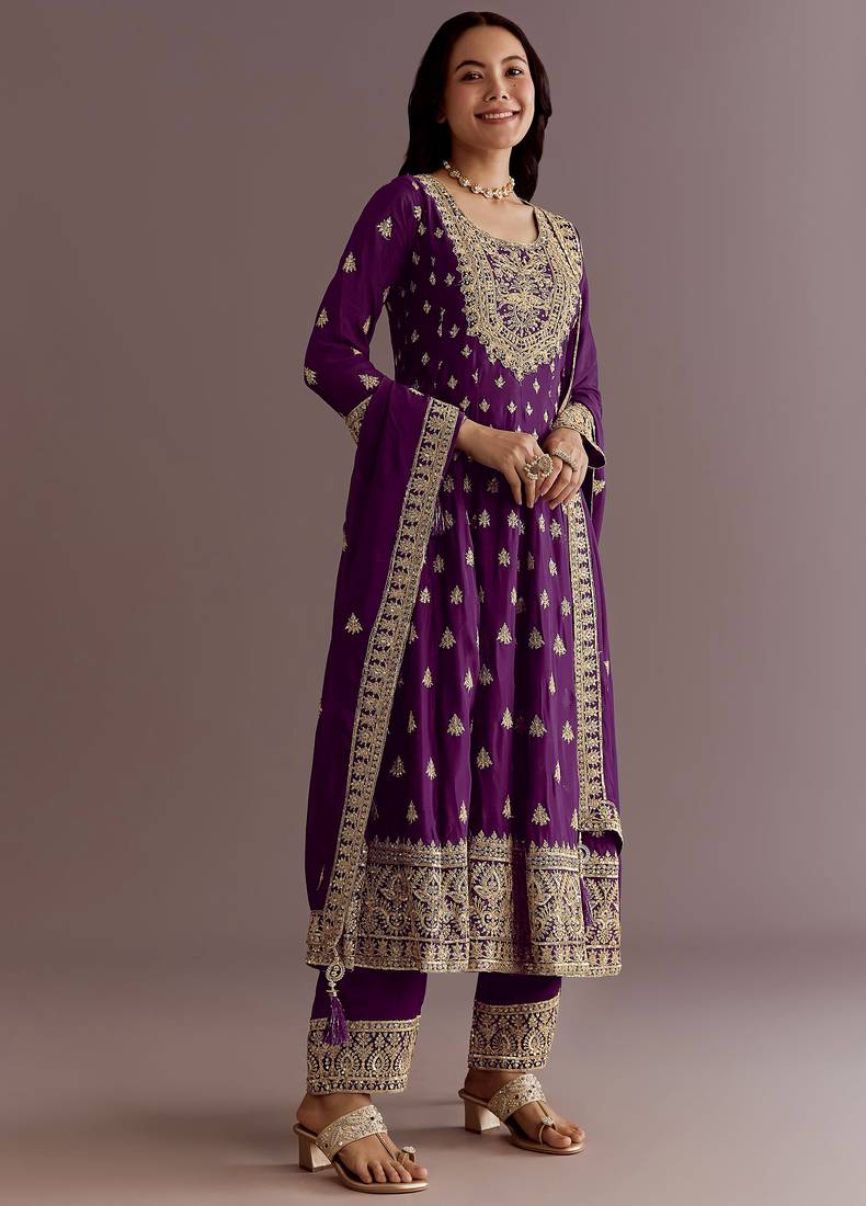 New stylish heavy embroidery sequence work kurta set