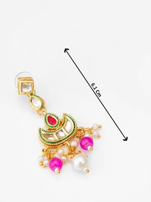 gold-tone kundan chandbali earrings with bead drops 3