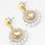 gold-tone kundan circular drop earrings with pearl border and crystal