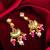 gold-tone kundan chandbali earrings with bead drops