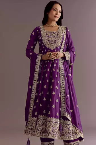 New stylish heavy embroidery sequence work kurta set