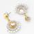 gold-tone kundan circular drop earrings with pearl border and crystal