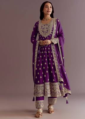 New stylish heavy embroidery sequence work kurta set 4