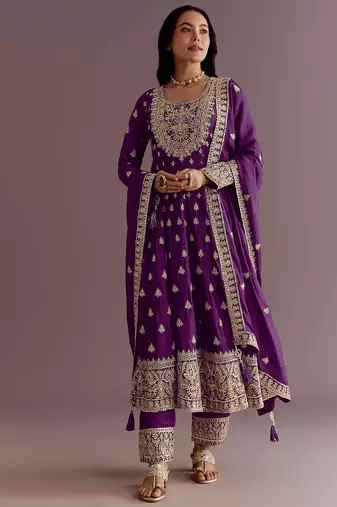 New stylish heavy embroidery sequence work kurta set