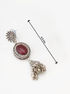 oxidized silver jhumka earrings with stone 3