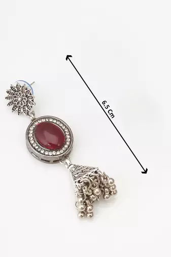 oxidized silver jhumka earrings with stone