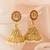 classic stone bordered deity jhumka earrings