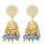 gold-plated blue beaded kundan jhumka earrings