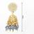 gold-plated blue beaded kundan jhumka earrings