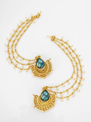 gold-toned earrings with removable ear chain 1