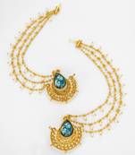 gold-toned earrings with removable ear chain