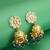 gold-plated blue beaded kundan jhumka earrings