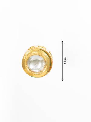 gold plated white round stud earrings with kundan stones 3