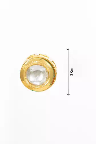 gold plated white round stud earrings with kundan stones