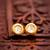 gold plated white round stud earrings with kundan stones