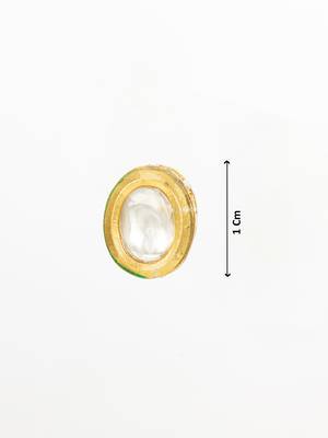 traditional gold-plated kundan stud earrings round minimal design 3