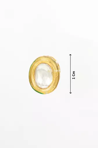 traditional gold-plated kundan stud earrings round minimal design