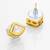 gold plated square-cut white stone stud earrings