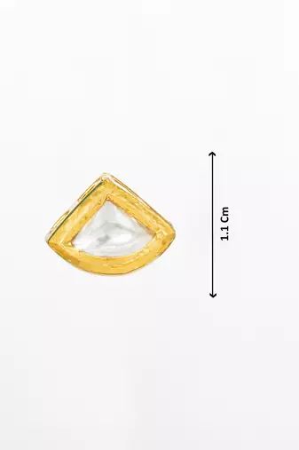 gold plated square-cut white stone stud earrings
