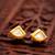 gold plated square-cut white stone stud earrings