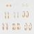 gold plated textured & pearl accent hoop earring combo set for women (pack of 9 pairs)