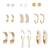 elegant gold plated pearl & crystal hoop earring combo set for women (pack of 9 pairs)