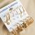 gold plated textured & pearl accent hoop earring combo set for women (pack of 9 pairs)
