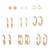 gold plated textured & pearl accent hoop earring combo set for women (pack of 9 pairs)