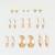 gold plated minimal studs & hoops earring combo set with pearls (pack of 9 pairs)