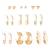 gold plated minimal studs & hoops earring combo set with pearls (pack of 9 pairs)