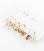 gold plated pearl and crystal hoop earring set