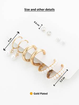 gold plated pearl and crystal hoop earring set 3